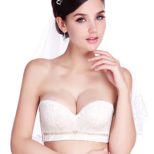 push up bras for low cut dresses Wedding 1/2 Cup Push Up Strapless Back Closure Thicken Cotton Bras