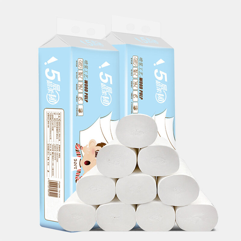 12 Rolls 5-Ply Unbleached Toilet Paper Tissue Safe Soft Kitchen Home Bathroom