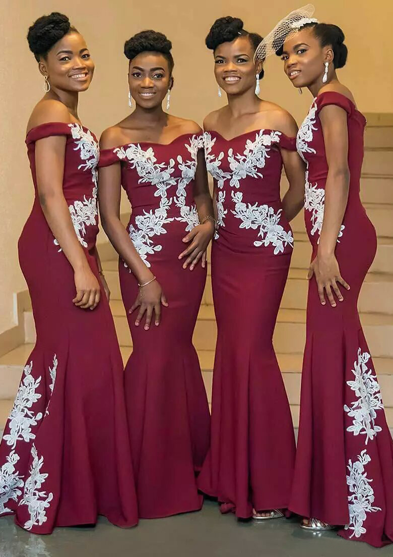 Trumpet/Mermaid Off-the-Shoulder Sleeveless Long/Floor-Length Stretch Crepe Bridesmaid Dresses With Appliqued