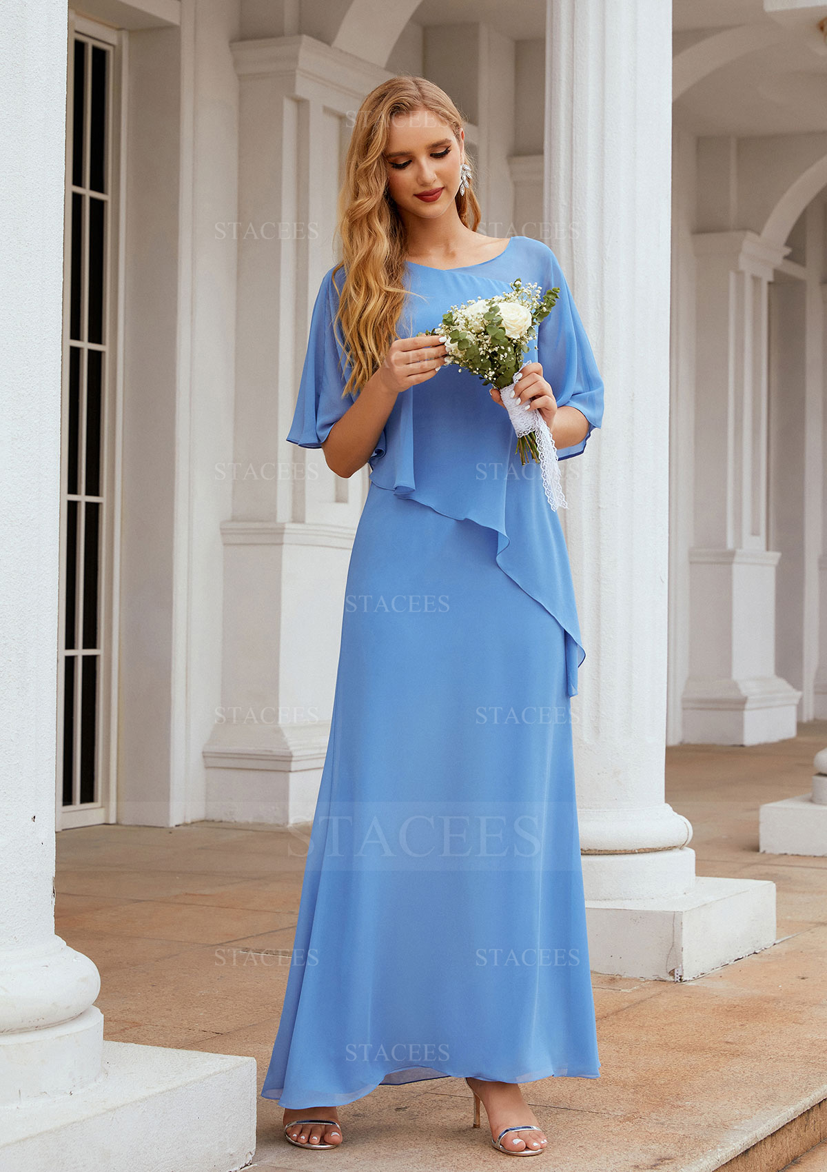 sheath column chiffon dress Ramila Sheath/Column Cowl Pleated Chiffon Prom Dress