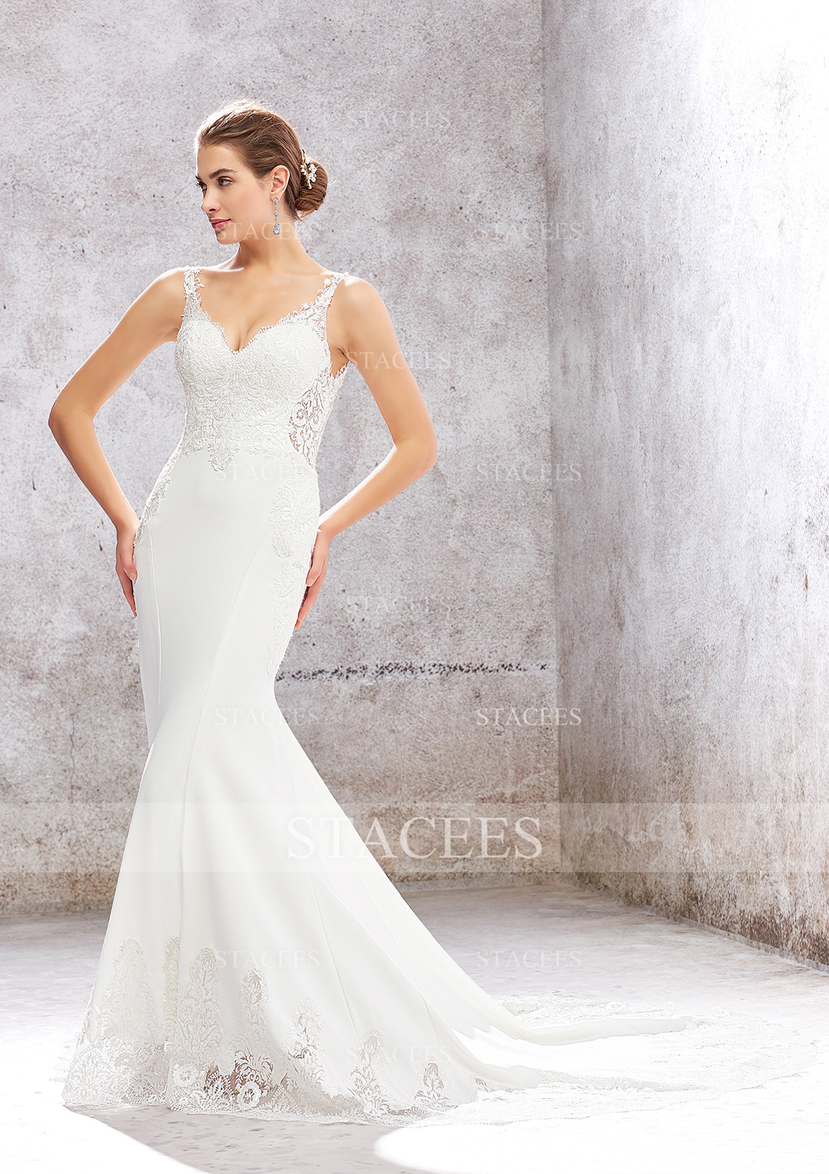 Trumpette/Sirène traîne chapelle satin elastique robe de mariée