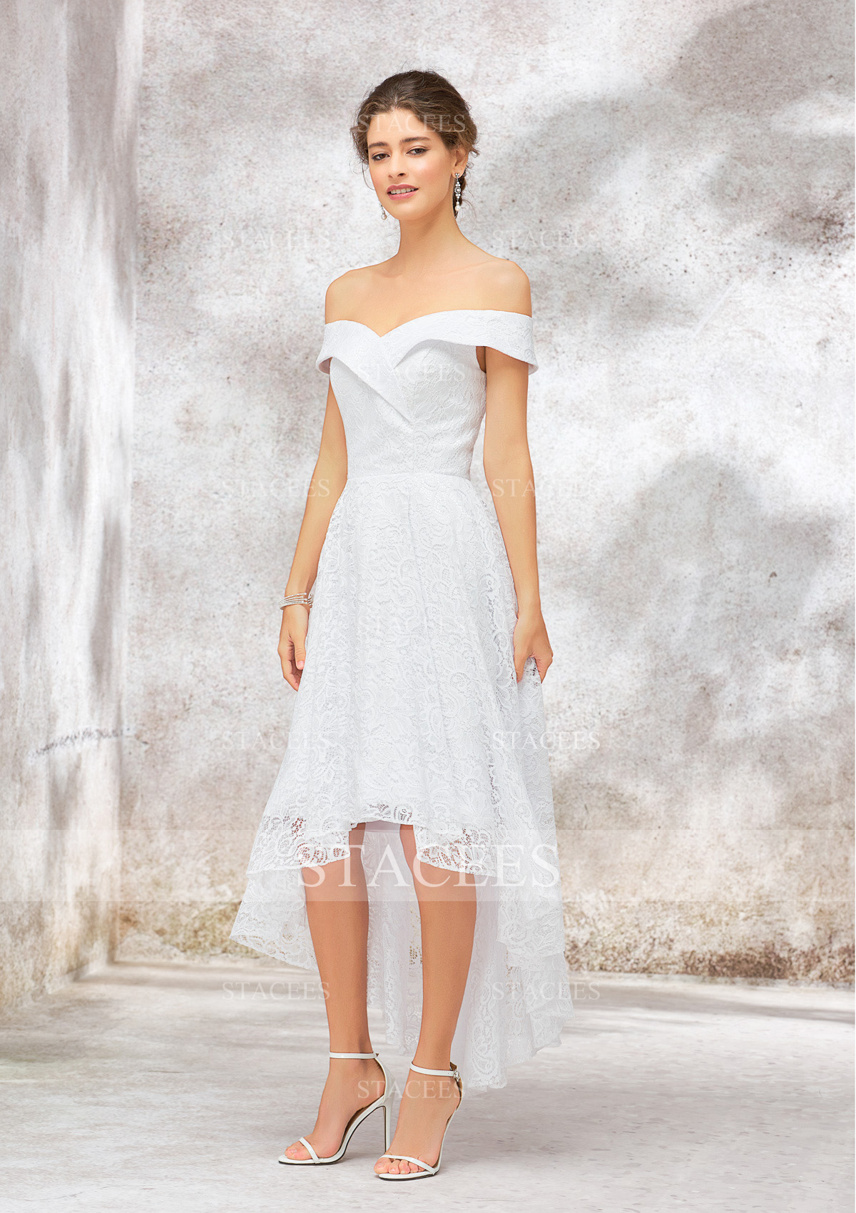 asymmetrical short wedding dresses Affordable Ivory Beach Summer Wedding Dresses 2020 Ball Gown Off-The-Shoulder Puffy Short Sleeve Backless Asymmetrical Cascading Ruffles