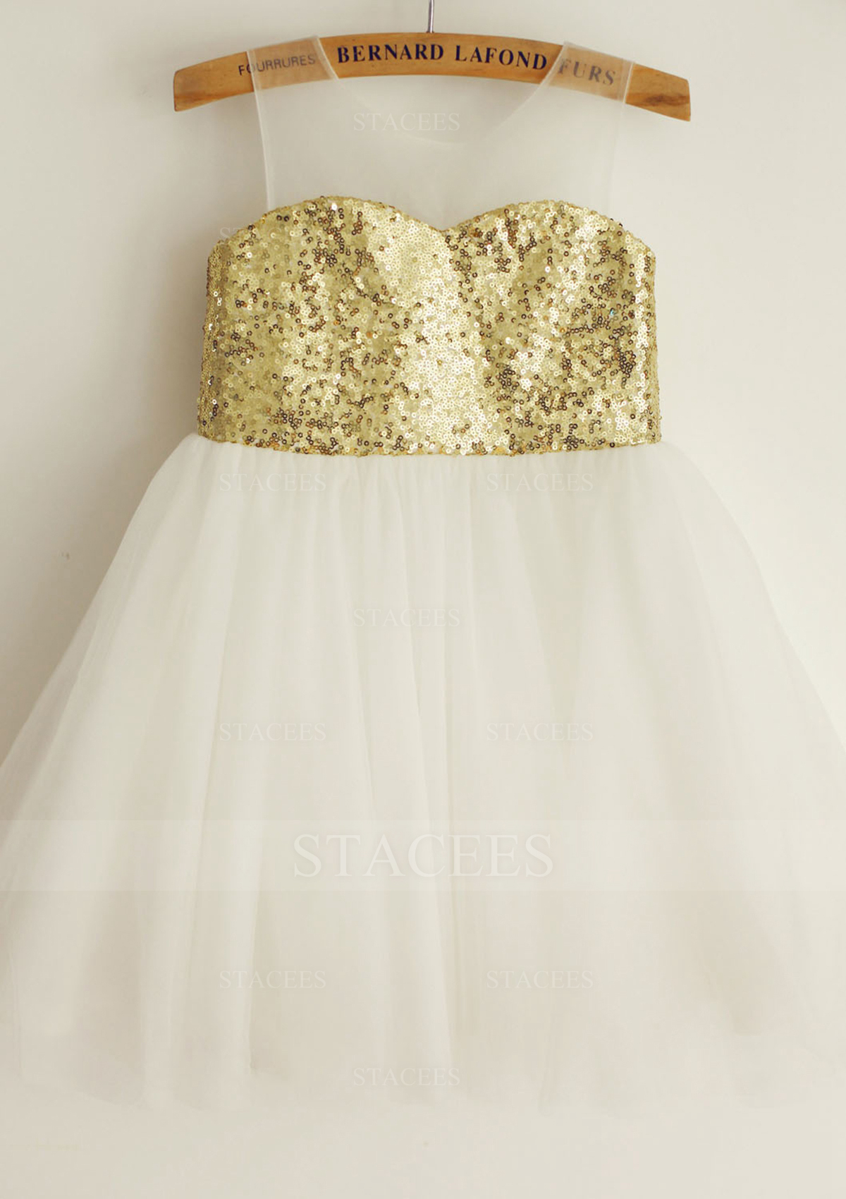 Vestido línea a/princesa escote ilusión tul lentejuelas hasta la rodilla vestido de pajecitas