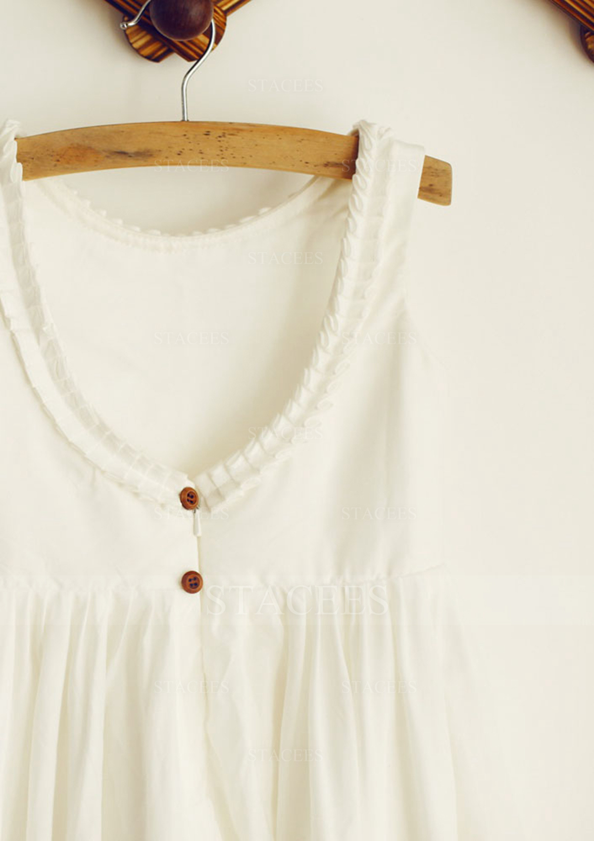 As Picture A-line/Princess Scoop Neck Knee-Length Cotton Flower Girl Dress - STACEES