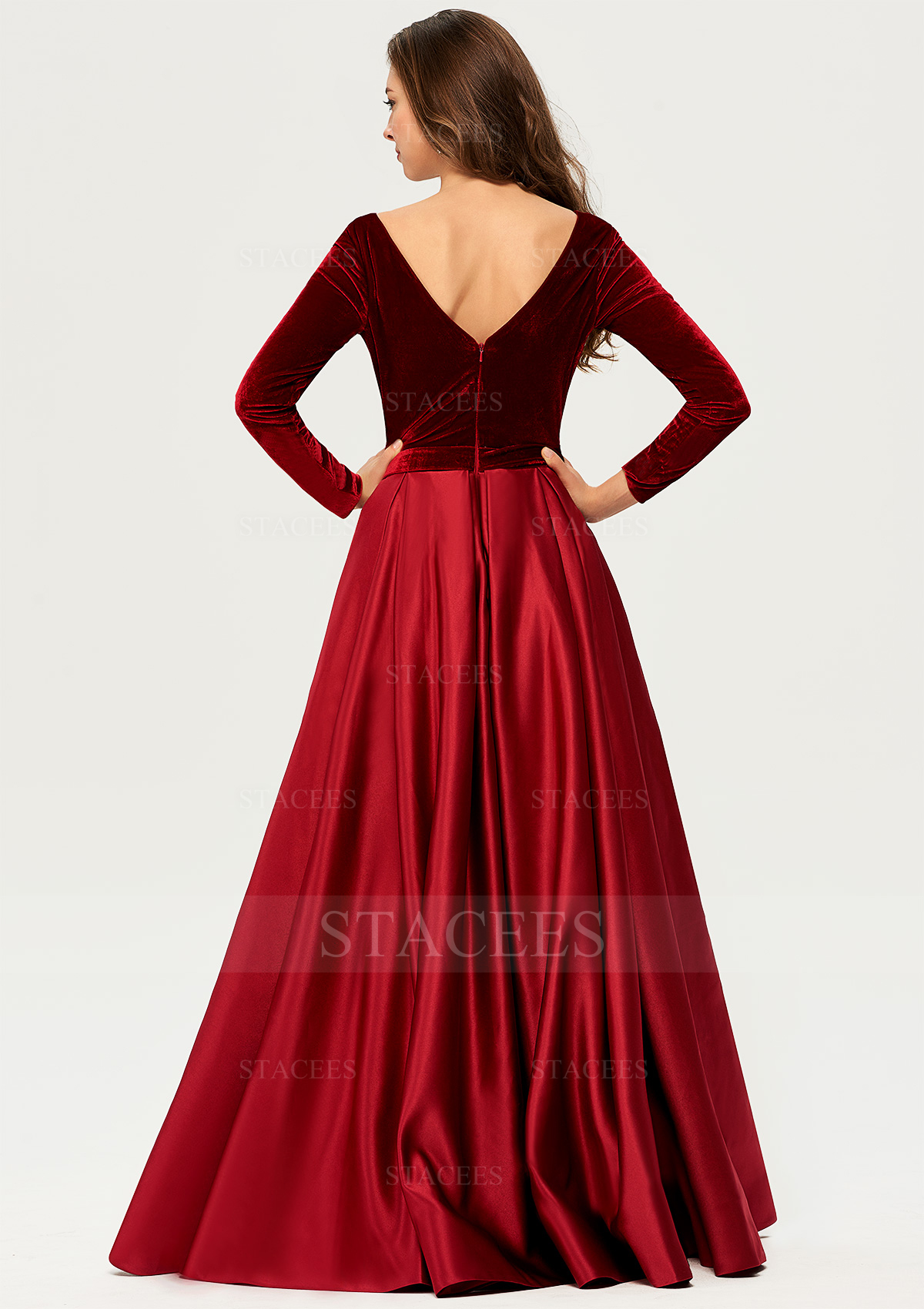 red velvet long sleeve prom dress red velvet dress long sleeve Wine Red Velvet Long Sleeves Beaded Party Dress, Sweetheart Long Prom
