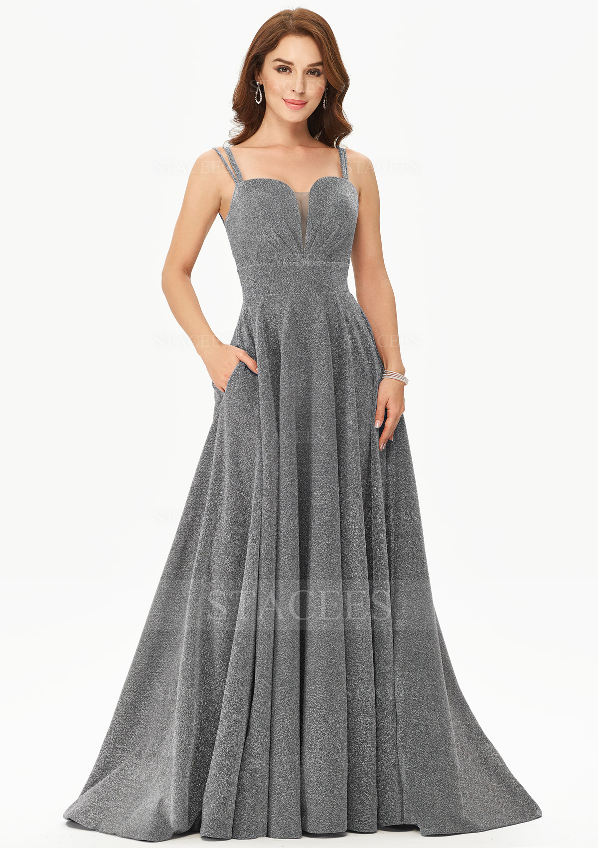 Princess A-line Sweetheart Sleeveless Satin Long/Floor-Length Prom Dress With Pleated
