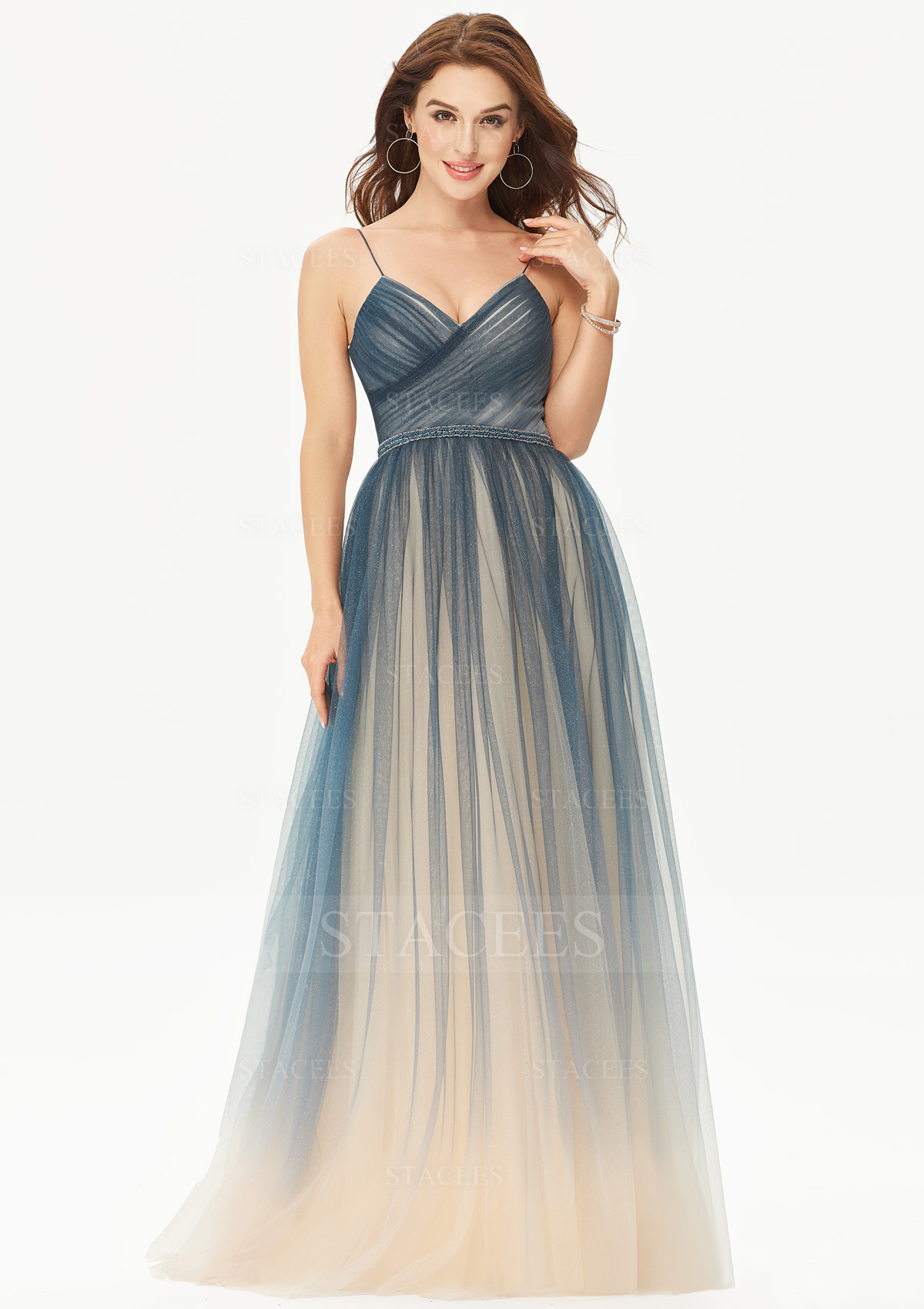 Comme Image Robe Marquise Robe Princesse Cache Coeur Tulle Longueur Ras du Sol Robe de bal avec Perle Plissé Brillant - STACEES