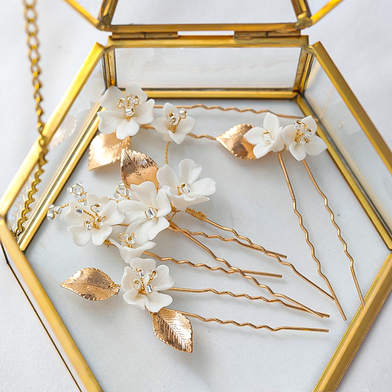 Dorado Bonito romántico aleación horquillas para el pelo - STACEES