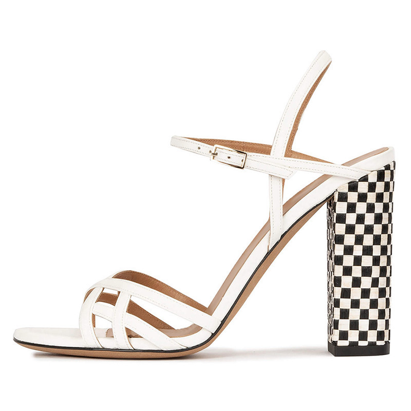 Blanc Femmes pu talons peep toe sandales talon bottier chaussures pour les soirées - STACEES