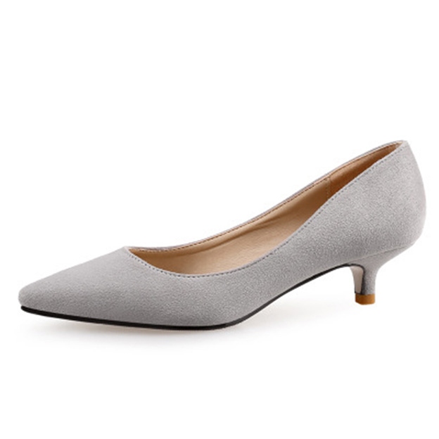 grey low heel dress shoes Suede Close Toe Office & Career (S1084919) islamic clothing online