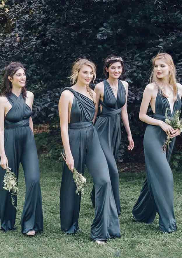 bridesmaid dresses jumpsuits Jumpsuit/Pantsuit Sleeveless Long/Floor-Length Jersey Bridesmaid Dress With  Pleated - Bridesmaid Dresses