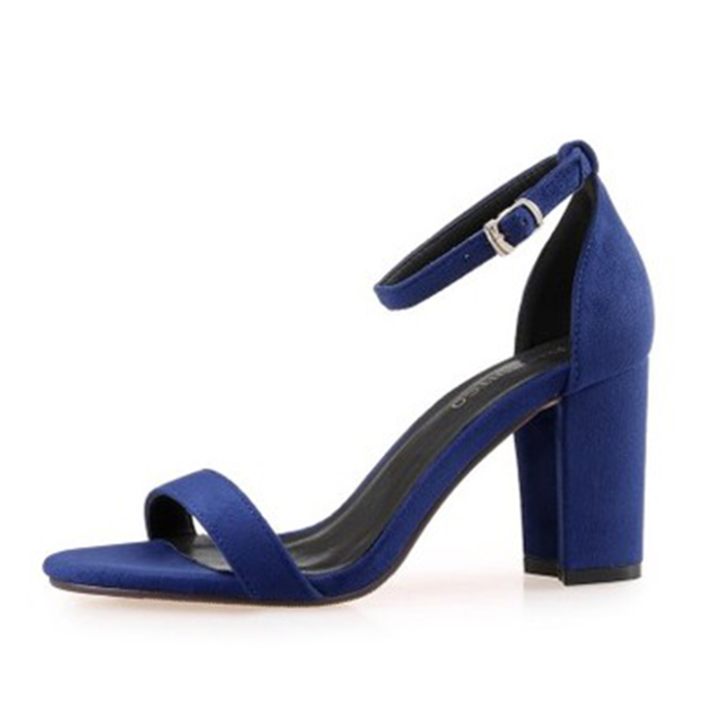 Peep Toe Chunky Heel Suede Outdoor Shoes With Ankle Strap Buckle