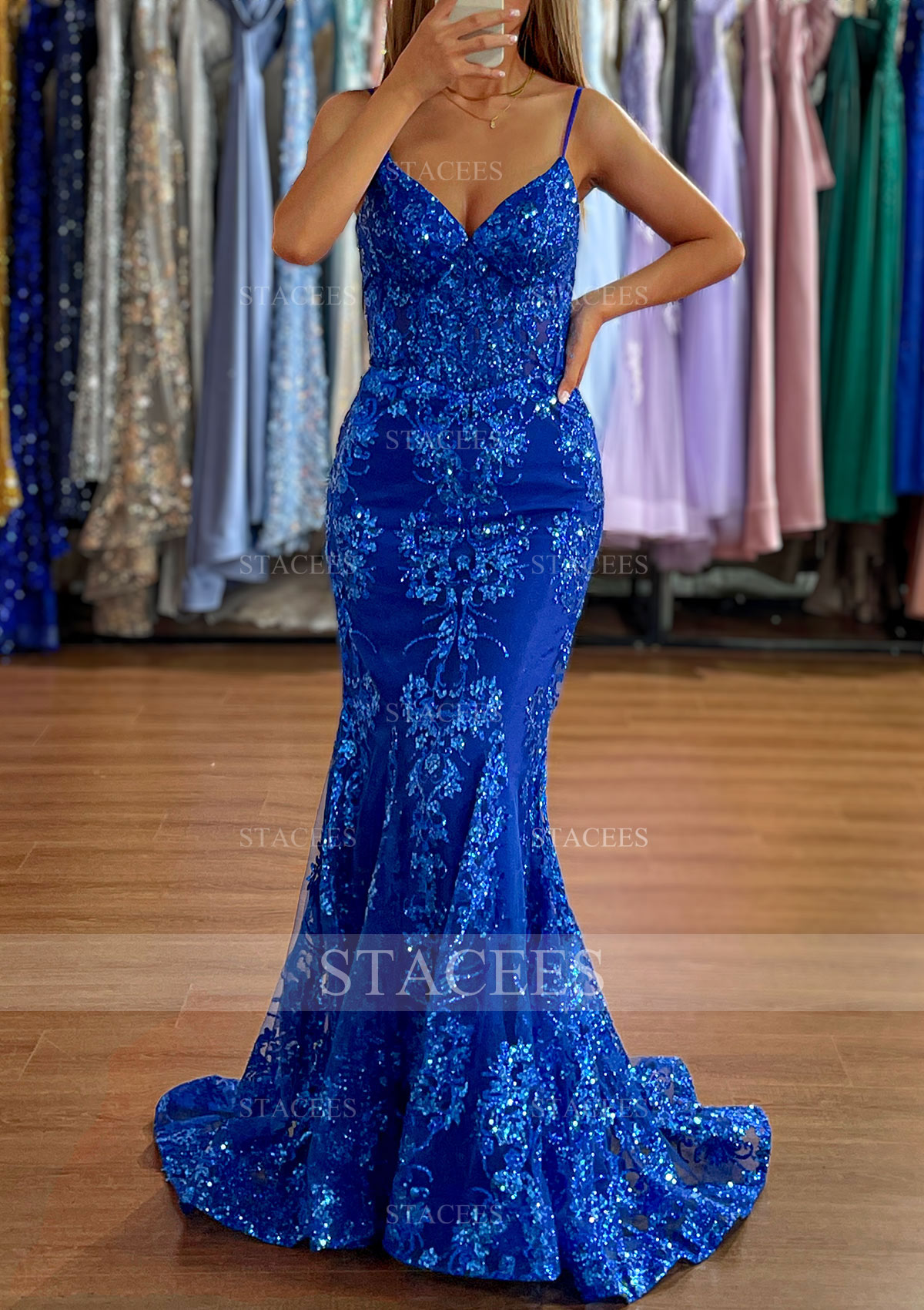 a-line princess prom dresses luxurious sweep train v-neck sleeveless A-line V Neck Sweep Train Charmeuse Prom Dress with Split - Prom Dress