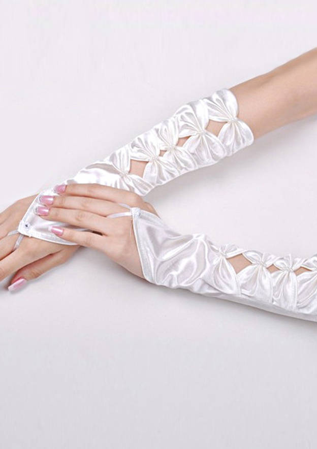 Elbow Length Satin With Ruffles Fingerless Bridal/Wedding Gloves