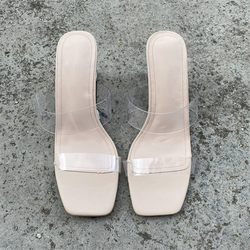 Comme Image PU talons à bout ouvert sandales talon en cristal fête et soirée chaussures de mode - STACEES