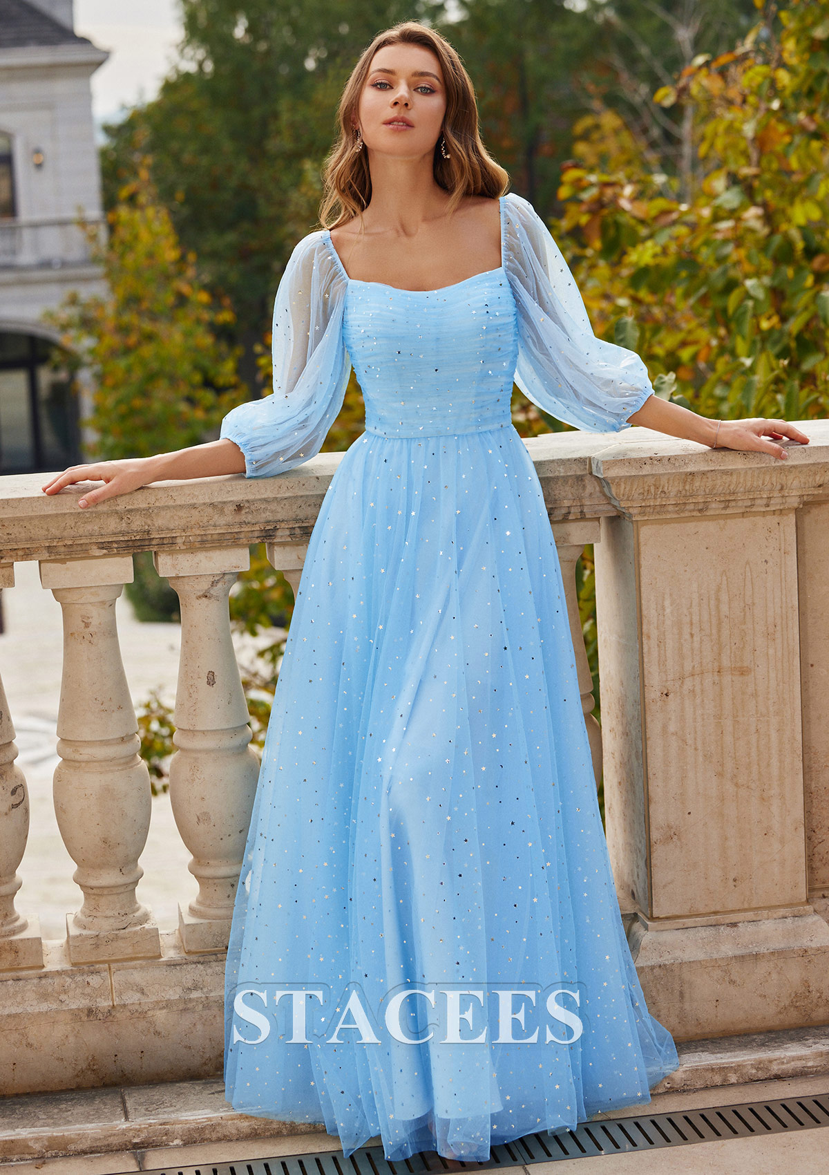 formal dresses square neckline Novias Bridal