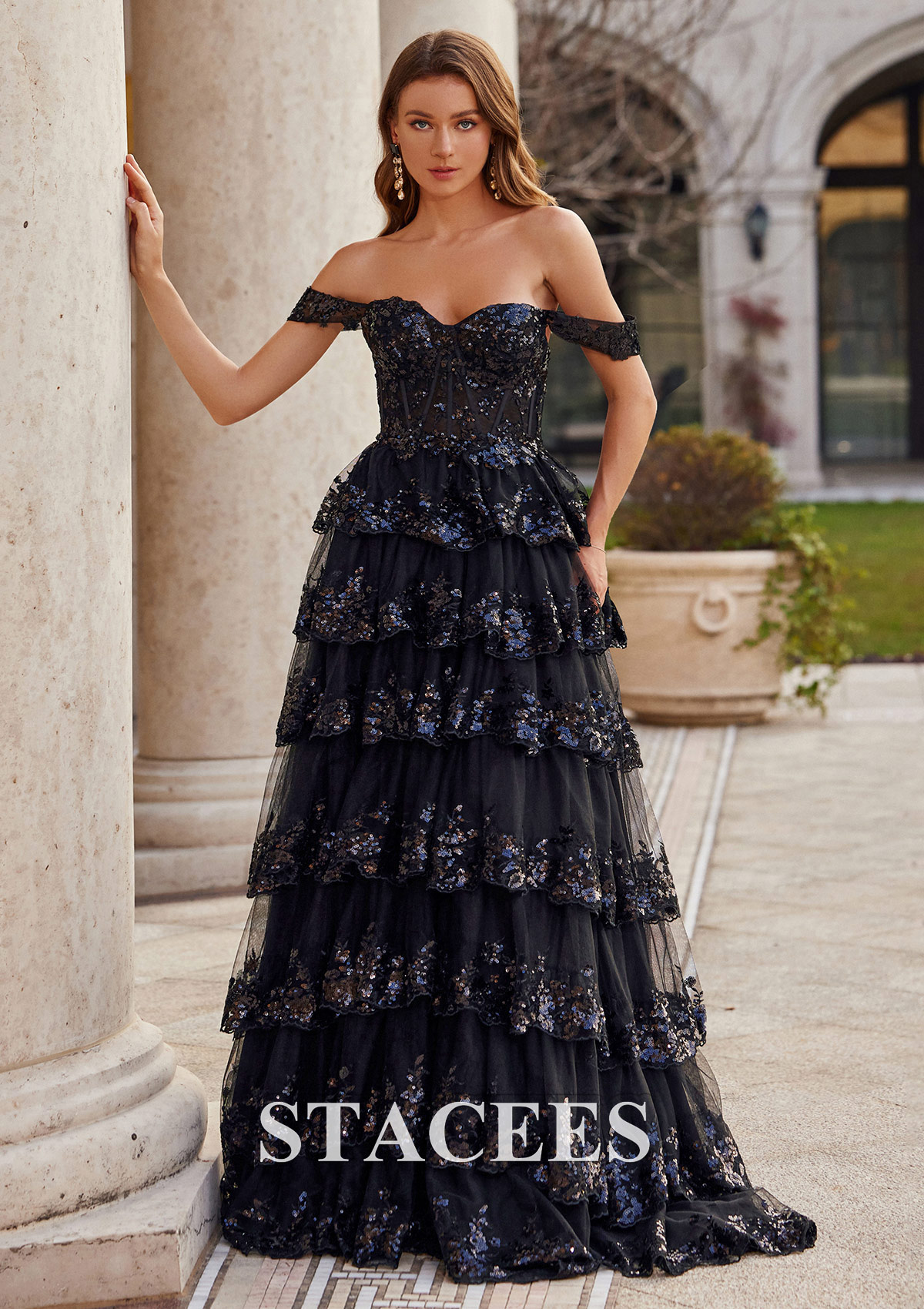 a line tulle prom dress A Line Purple Tulle Long Prom Dresses Layered Evening Formal Dresses US18 / Custom Color