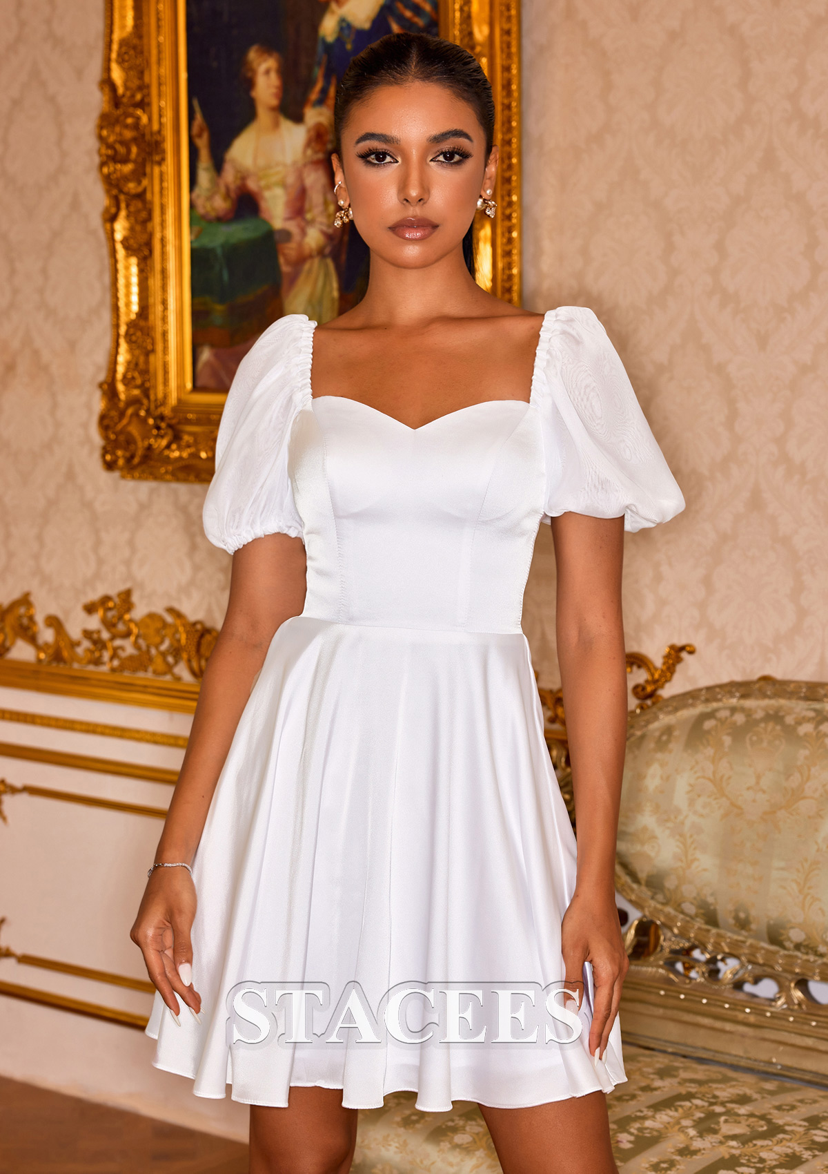 white long sleeve short homecoming dress White V-neck Homecoming Dresses 2026 Sequins A-line Princess Long Sleeves Short/Mini