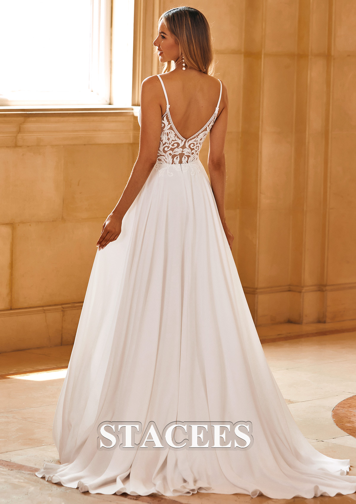 a line beaded wedding dress Classic And Elegant Pearl Beaded A line Train Wedding Dress With Sheer Sleeves 38