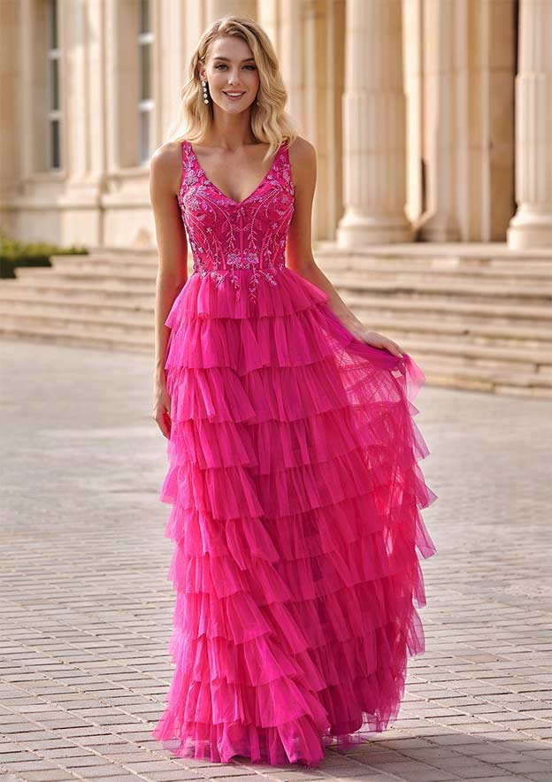 dramatic prom dress Ladivine CA114 Strapless Asymmetrical Neckline Stunning Fitted Gown Red / 6