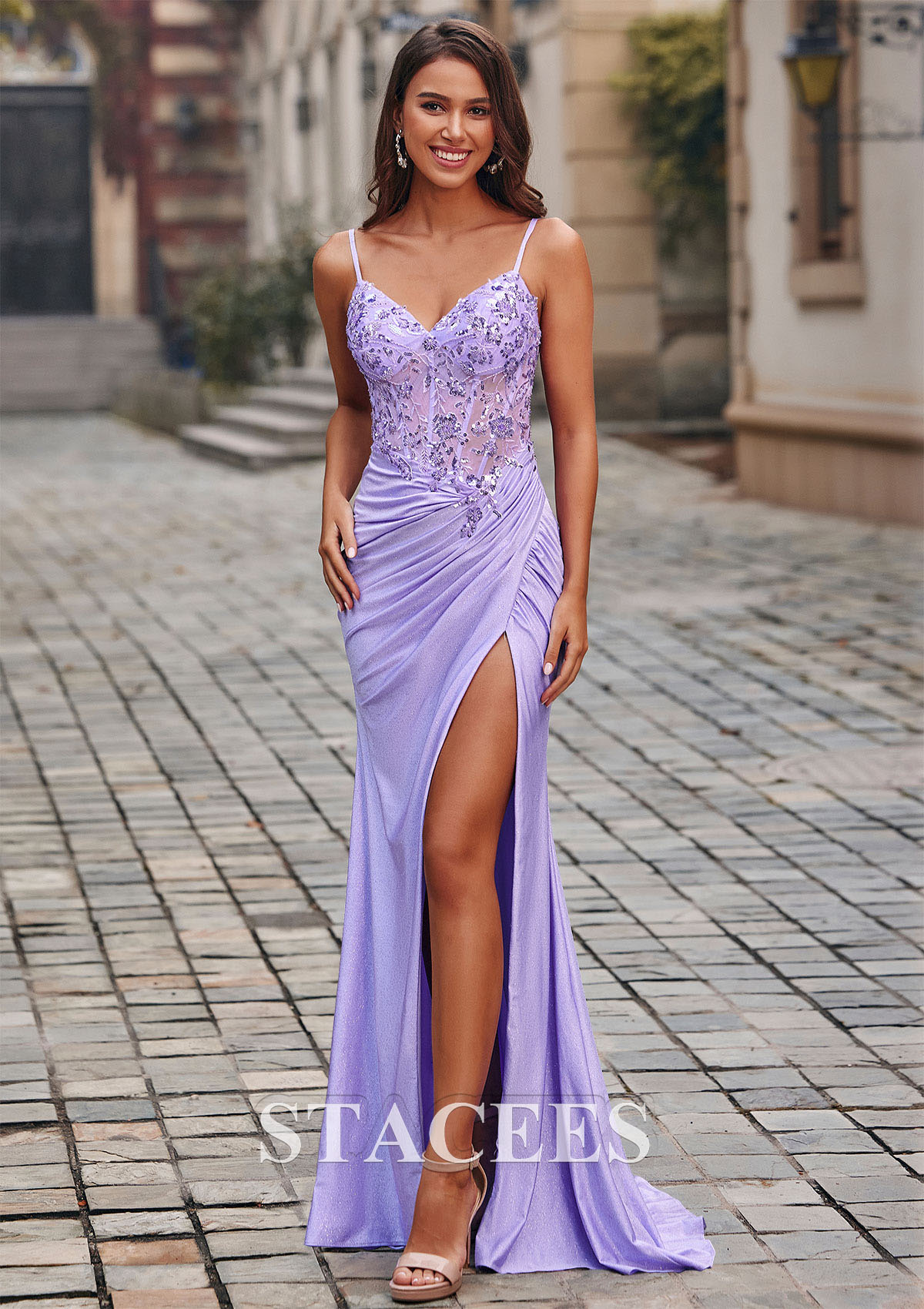 trumpet mermaid v neck sweep train jersey evening dress Trumpet/Mermaid V Neck Jersey Sweep Train Prom Dress with Beading Pleated  Sequins Split Glitter S8395P - Prom Dresses