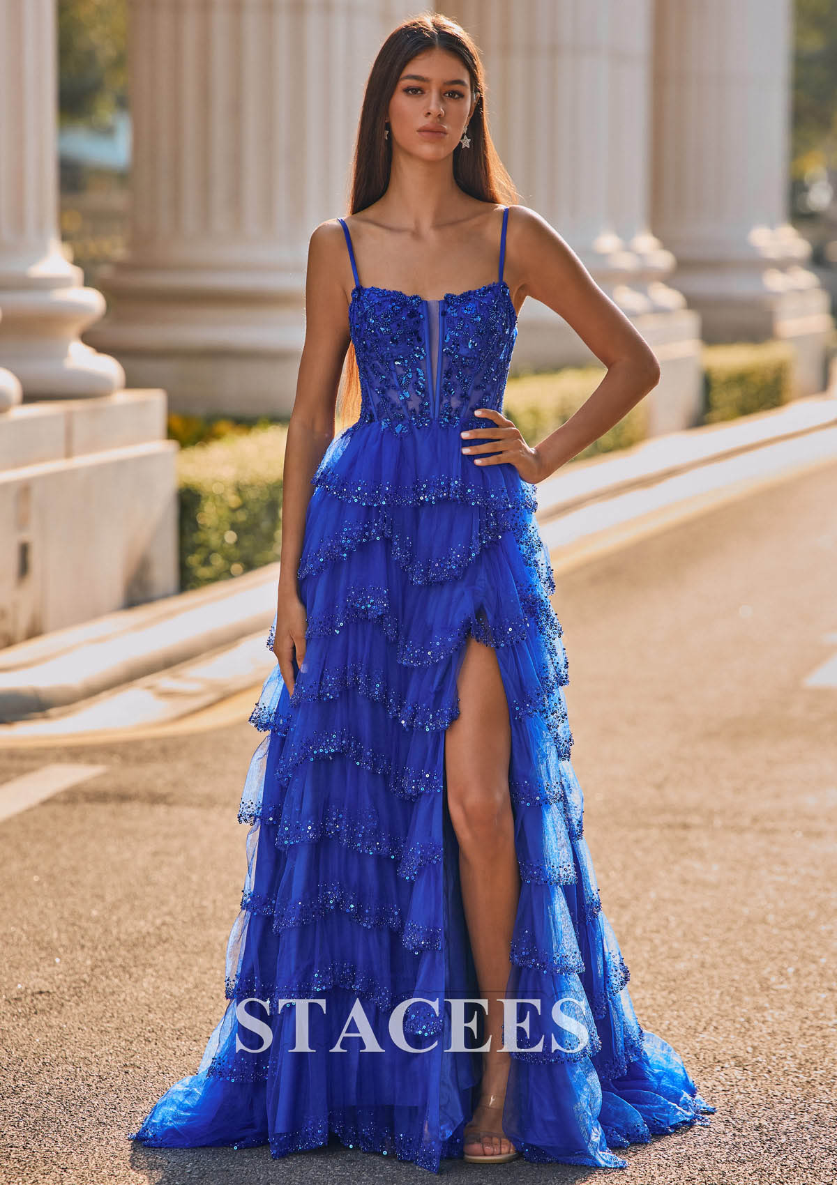 beaded ruffle tulle dress Ava Presley Pearl Beaded Tulle Ruffle Homecoming Dress 42452
