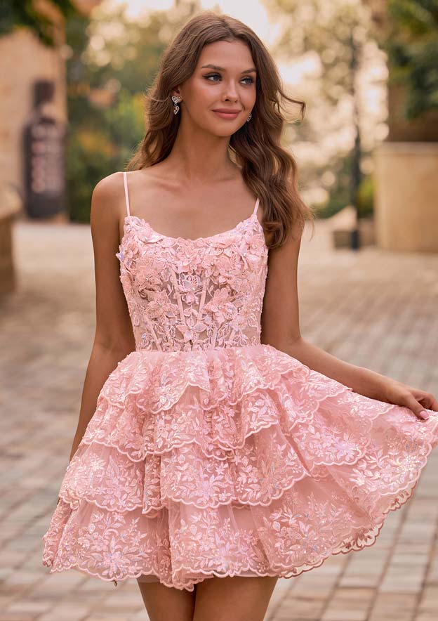 pink and lace dress Long Lace Prom Dress: Jovani D5009 Peach / 6