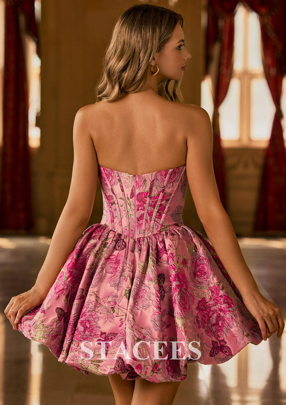 boujee homecoming dresses Metallic-Lace Short A-Line Homecoming Dress CL9245 Emerald / XSmall