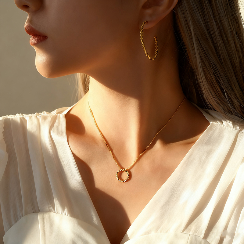 Simple charme acier au titane ensembles de bijoux