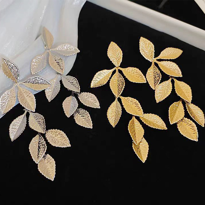 Gold Charming Elegant Women's Leaf Alloy Earrings - STACEES