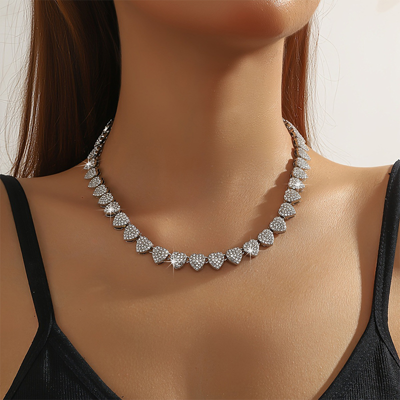 Collar encantador corazón aleación con strass para mujer