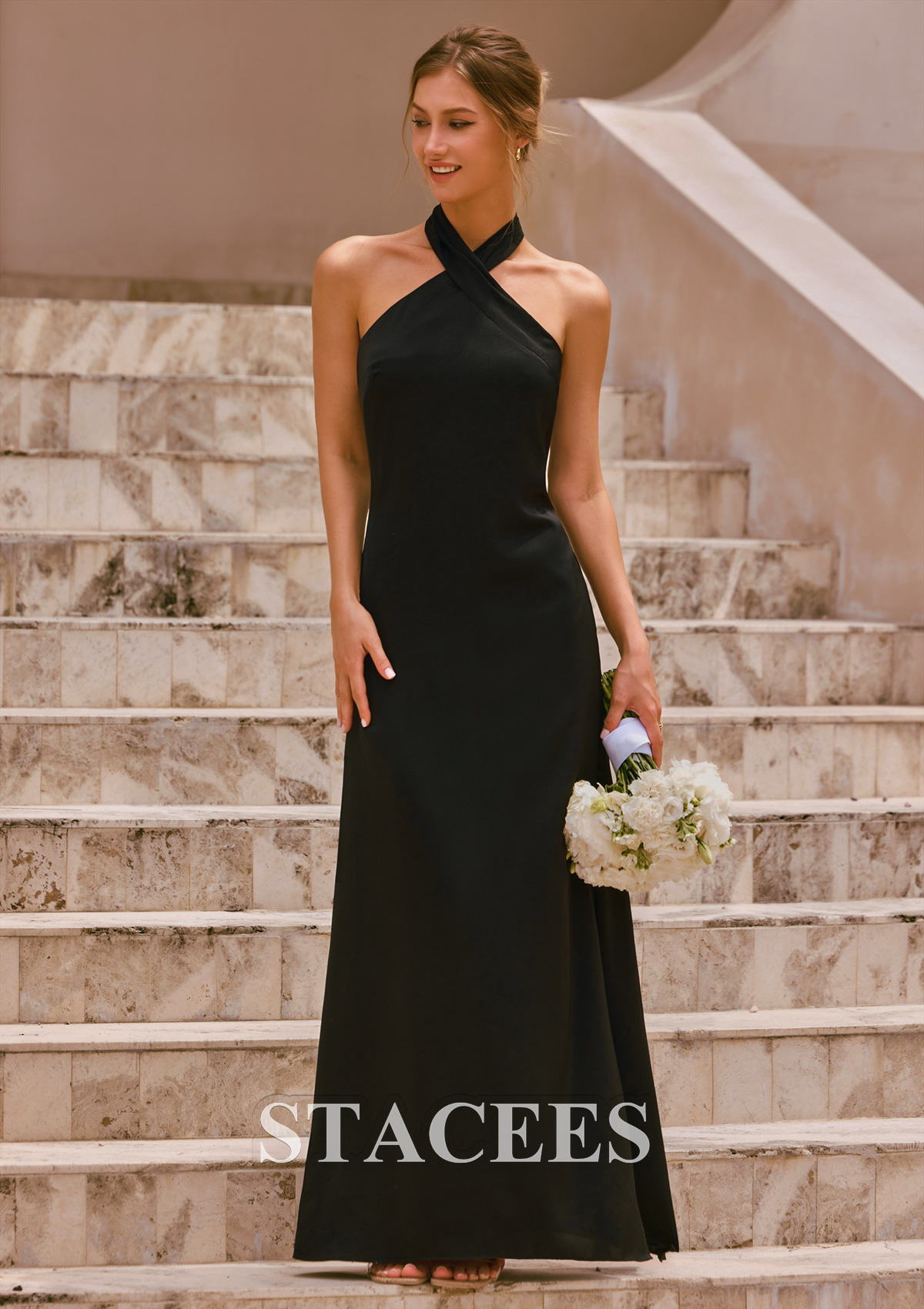 halter neck open back dress V-Neck Long Prom with Sage / 2XSmall Perfect for pairing with heels and statement accessories Halter Neck Open Back Mermiad