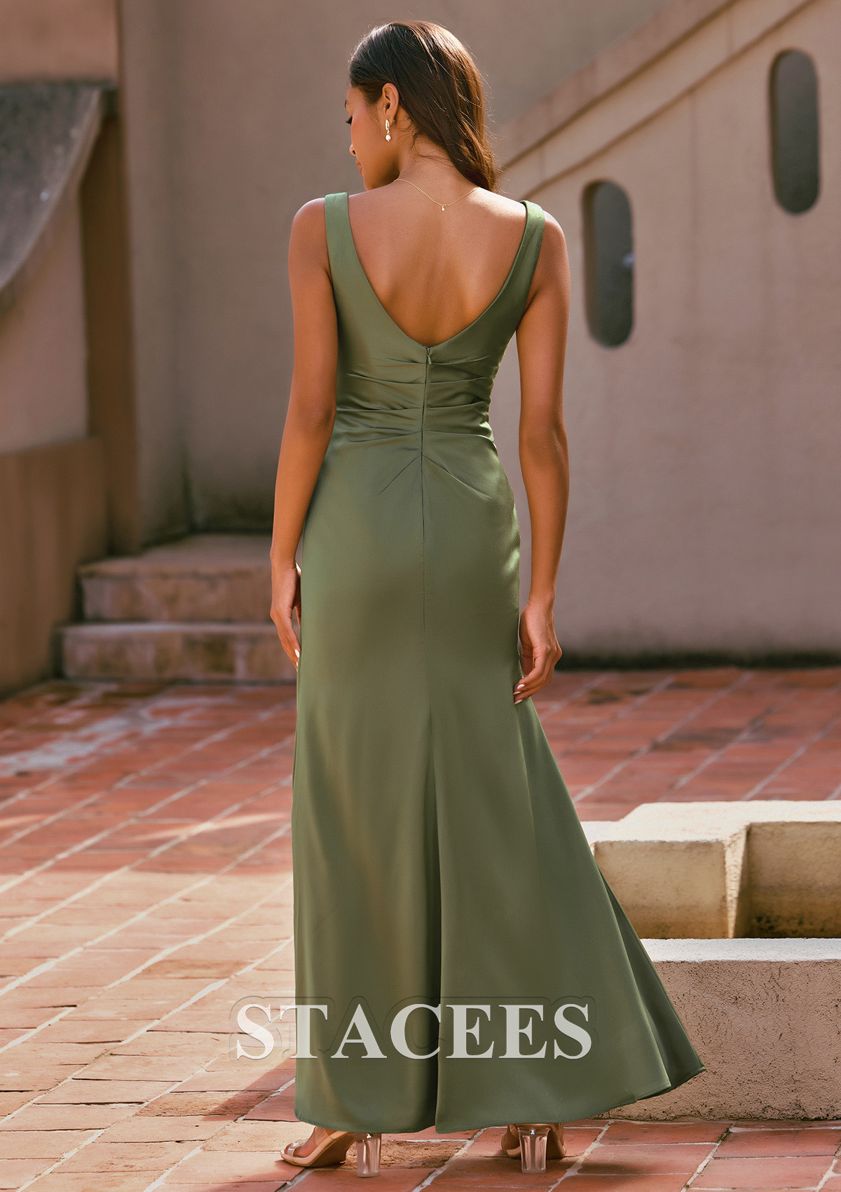 fitted olive green dress Abby Olive Green Halter Maxi Dress