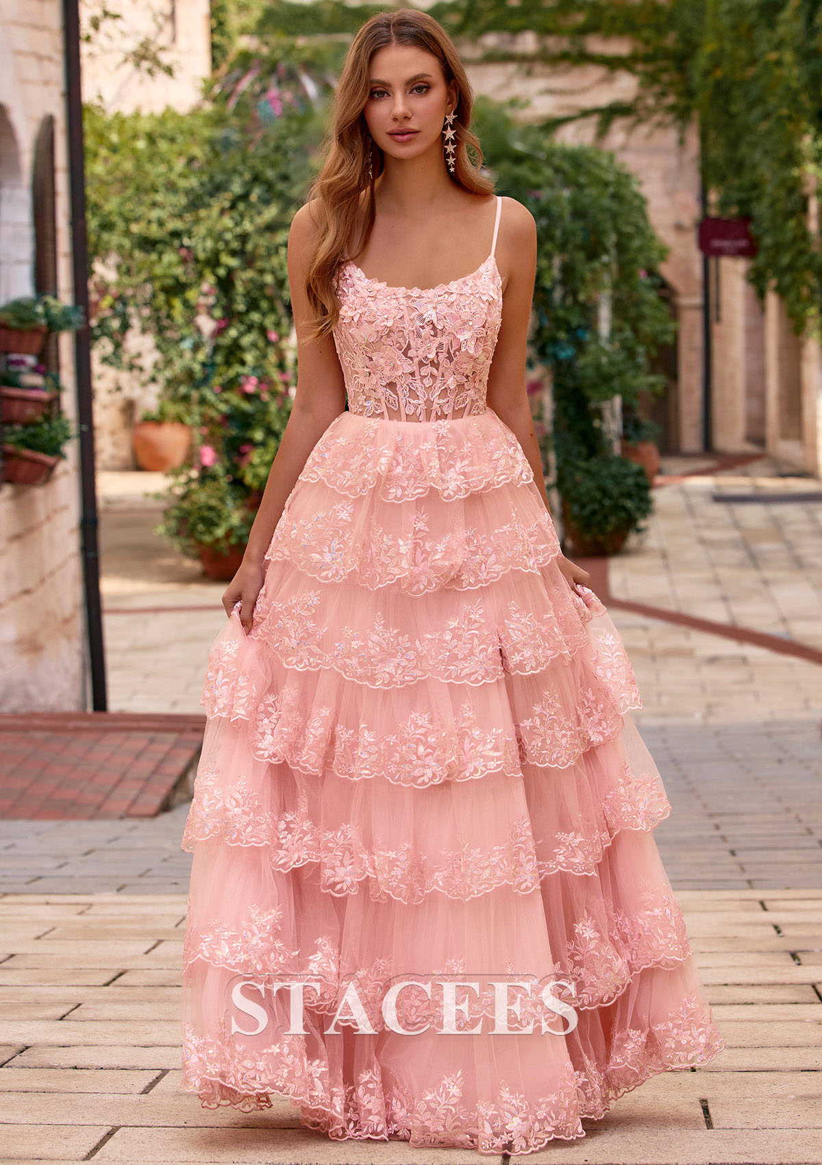 floor length embroidered dress Andrea and Leo A1401 Long Prom Dress Dusty Mauve / 6