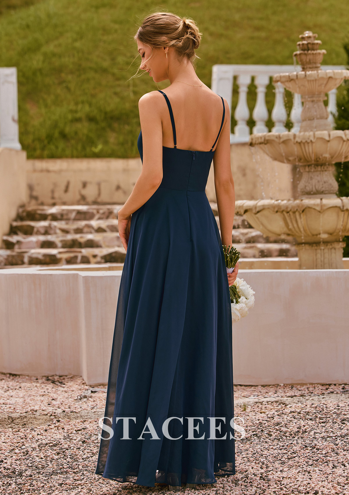 a-line scoop floor-length chiffon bridesmaid dress with ruffle Long A line Sleeveless Scoop Neck Ruffle Chiffon Wedding Guest Dresses