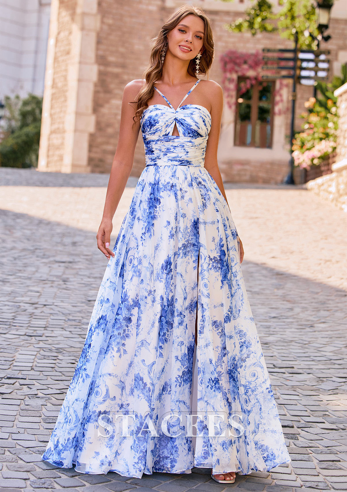 floral a line prom dress Andrea & Leo Couture A1288 A Line Sheer Corset Floral Prom Dress Sequin Lace Formal Gown White/Flowers / 16
