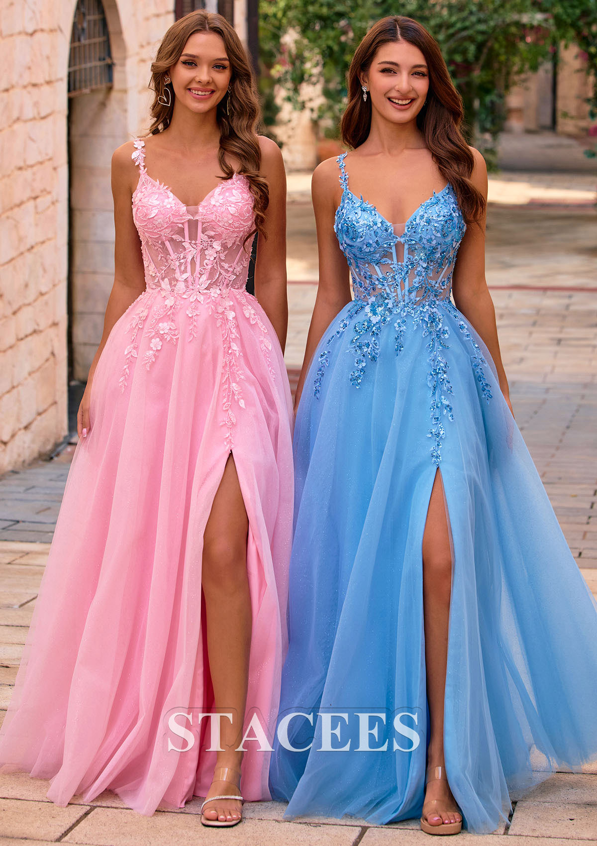 fake prom dress Bustier-Bodice Faux-Wrap Prom Dress: CL7495 Emerald / 2