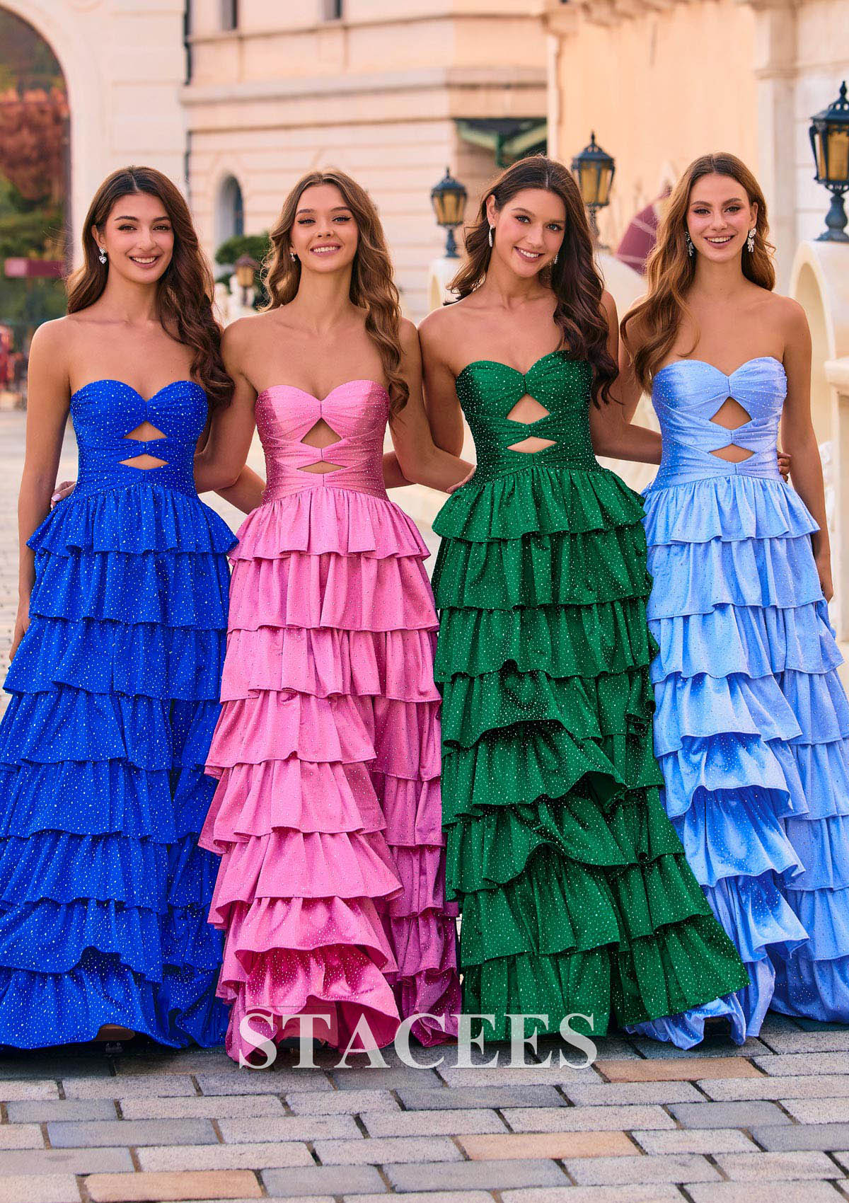 Azul Real Vestido línea a cuello de corazón seda como el satén hasta el suelo vestido de graduación - STACEES