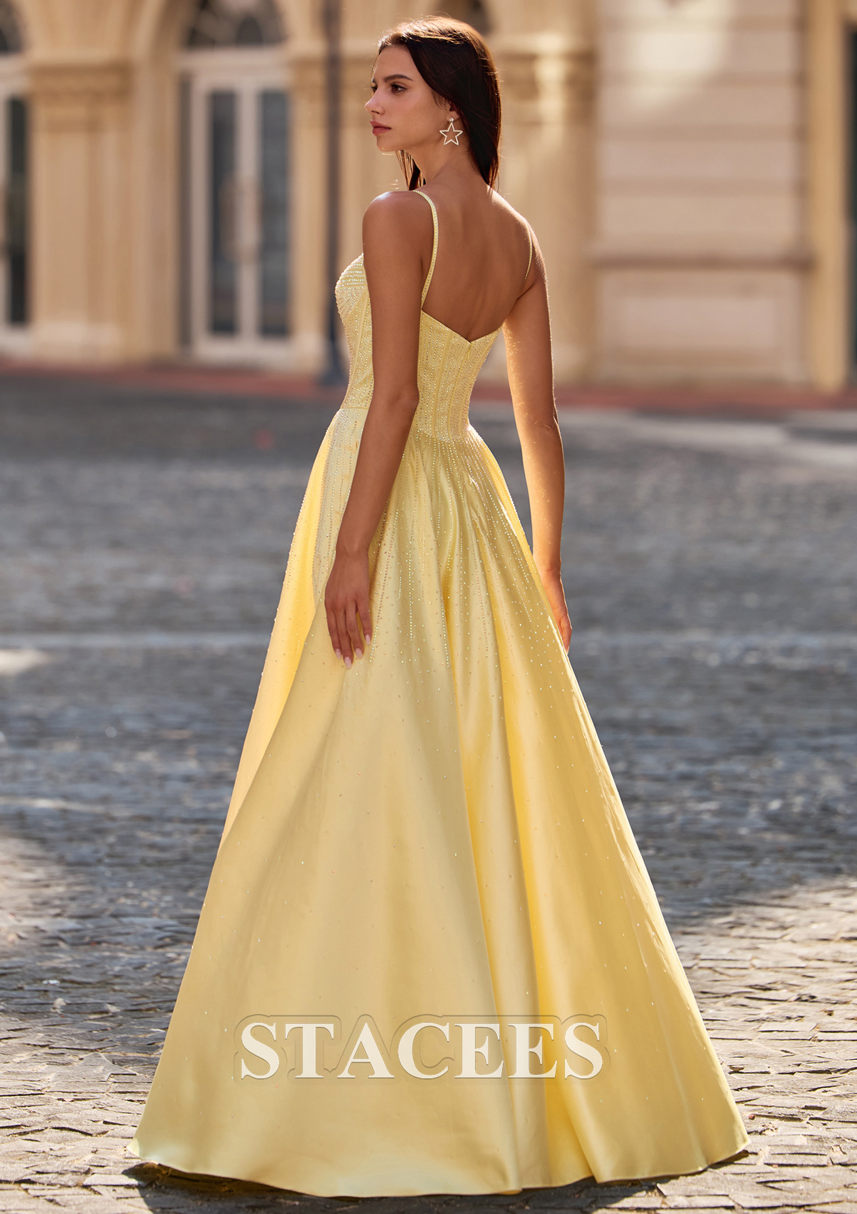 elegant dress with pockets Dark Green Spaghetti-Strapes Slit Evening Dress Long With Pockets