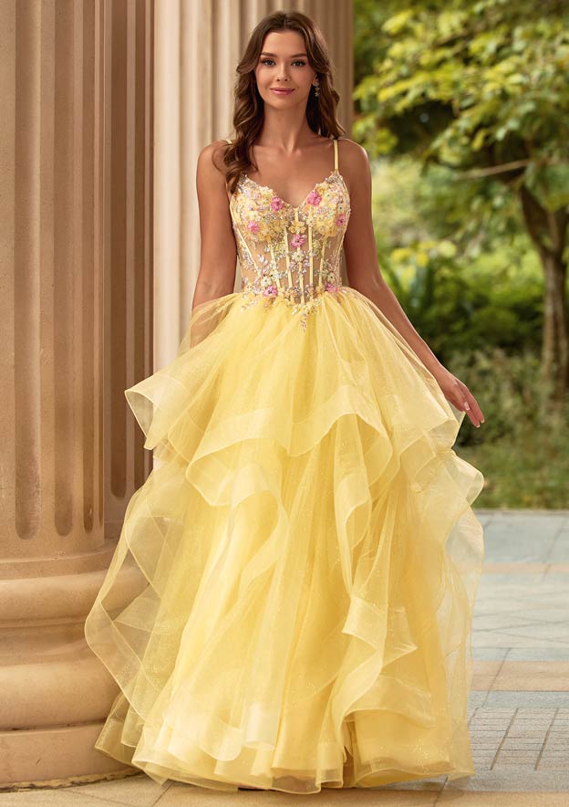 yellow homecoming dresses plus size Satin Plus Size Yellow Ball Gown A Line 2025 Plus Size Yellow Satin Prom Dresses V-Neck With Beading Pockets Custom Color US12