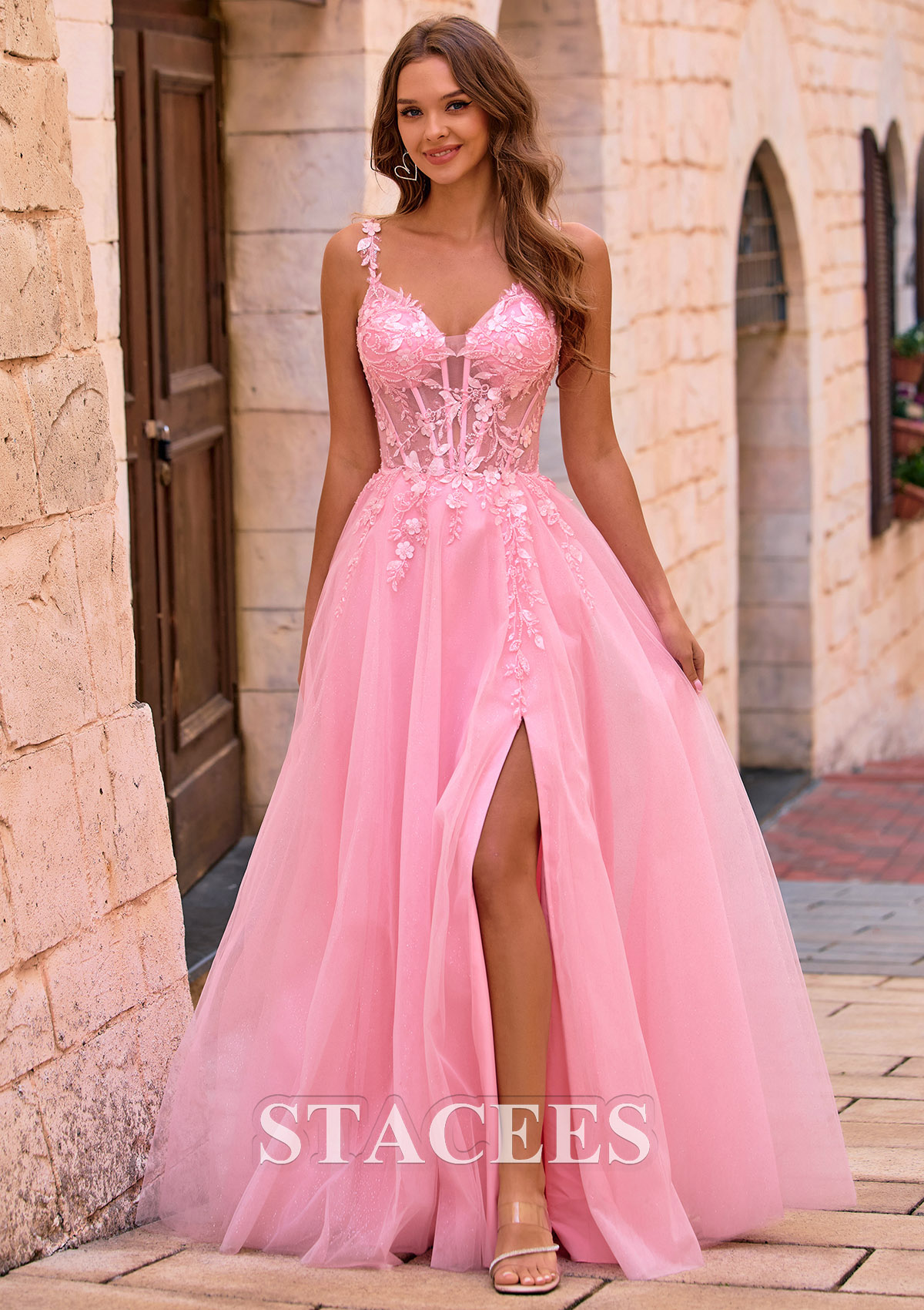 pink prom dresses A line Tulle Sweetheart Pink Formal Evening Dresses Long Prom Dresses