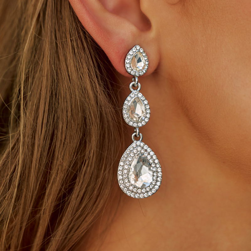 Romantic Sparking Ladies' Alloy Earrings with Rhinestone