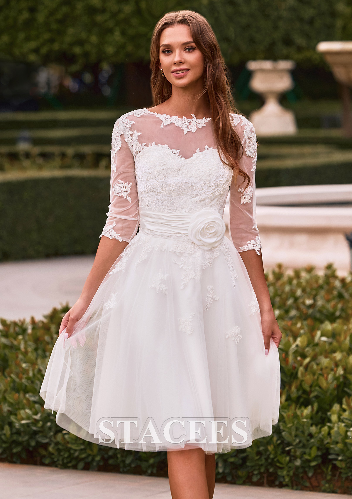 vintage lace tea dress Vintage Tea-length Wedding Dresses Bateau Beautiful Lace Bridal Gown S SELINADRESS