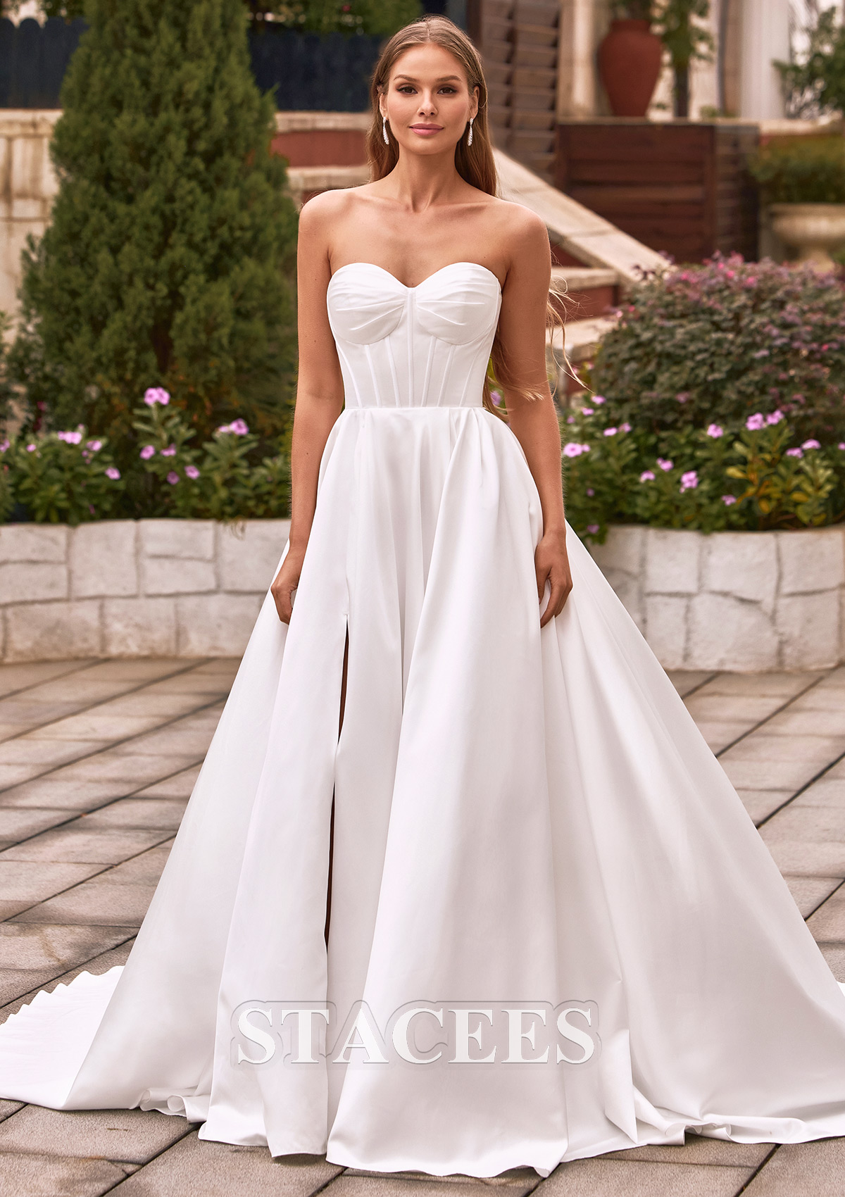 empire waist sweetheart neckline wedding dress Cape Detailed Pearl Embroidered Empire Waist Wedding Dress