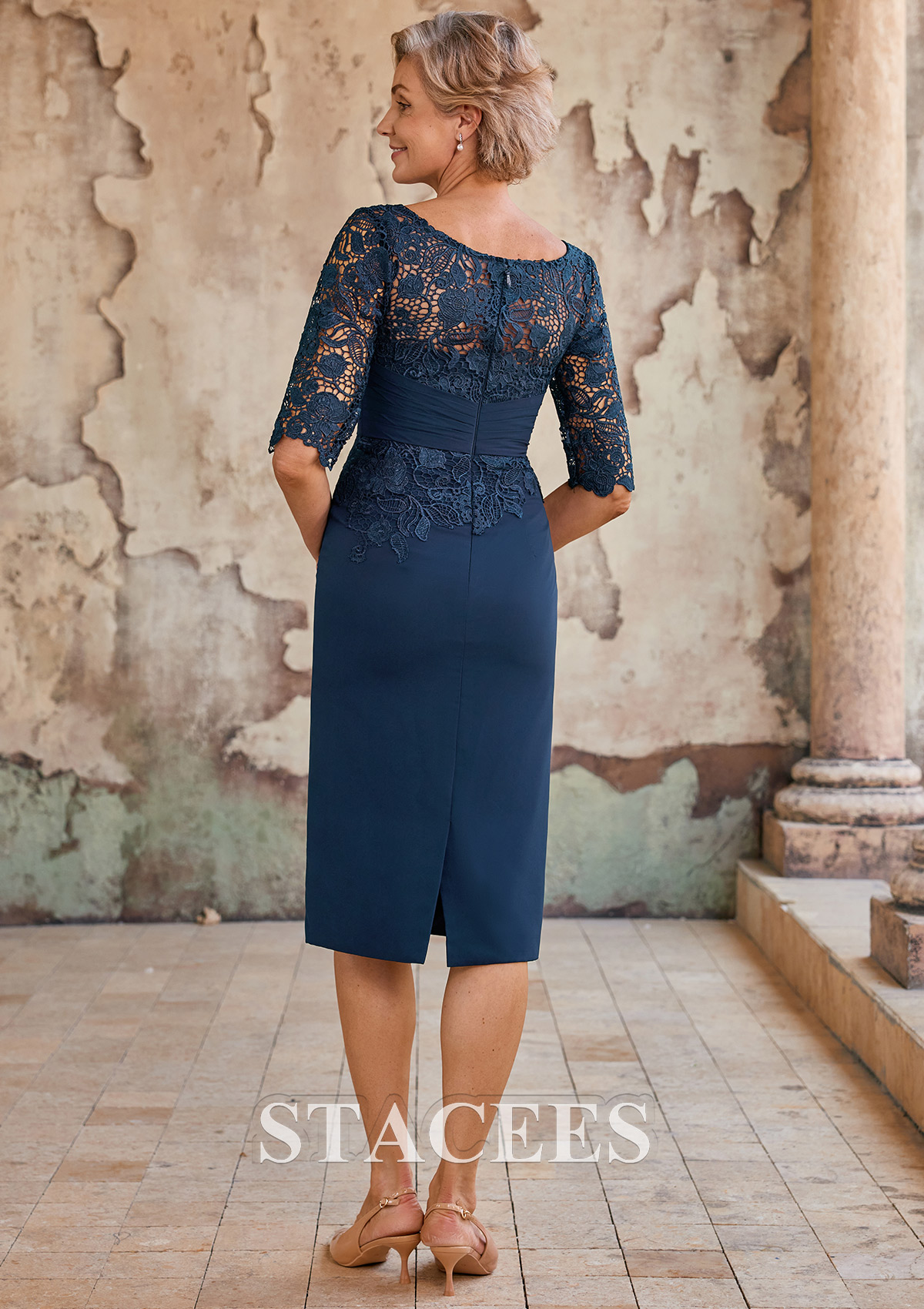 knee length chiffon dress with sleeves Short Sleeves Knee Length Chiffon Mother Of The Bride Dress With Beading, Mulberry