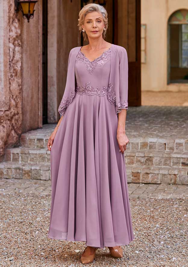 chiffon dress with jacket Sheath/Column Sweetheart Chiffon Mother of the Bride Dresses with Jacket Floor-Length Lace Pleated Long Sleeves Ivory