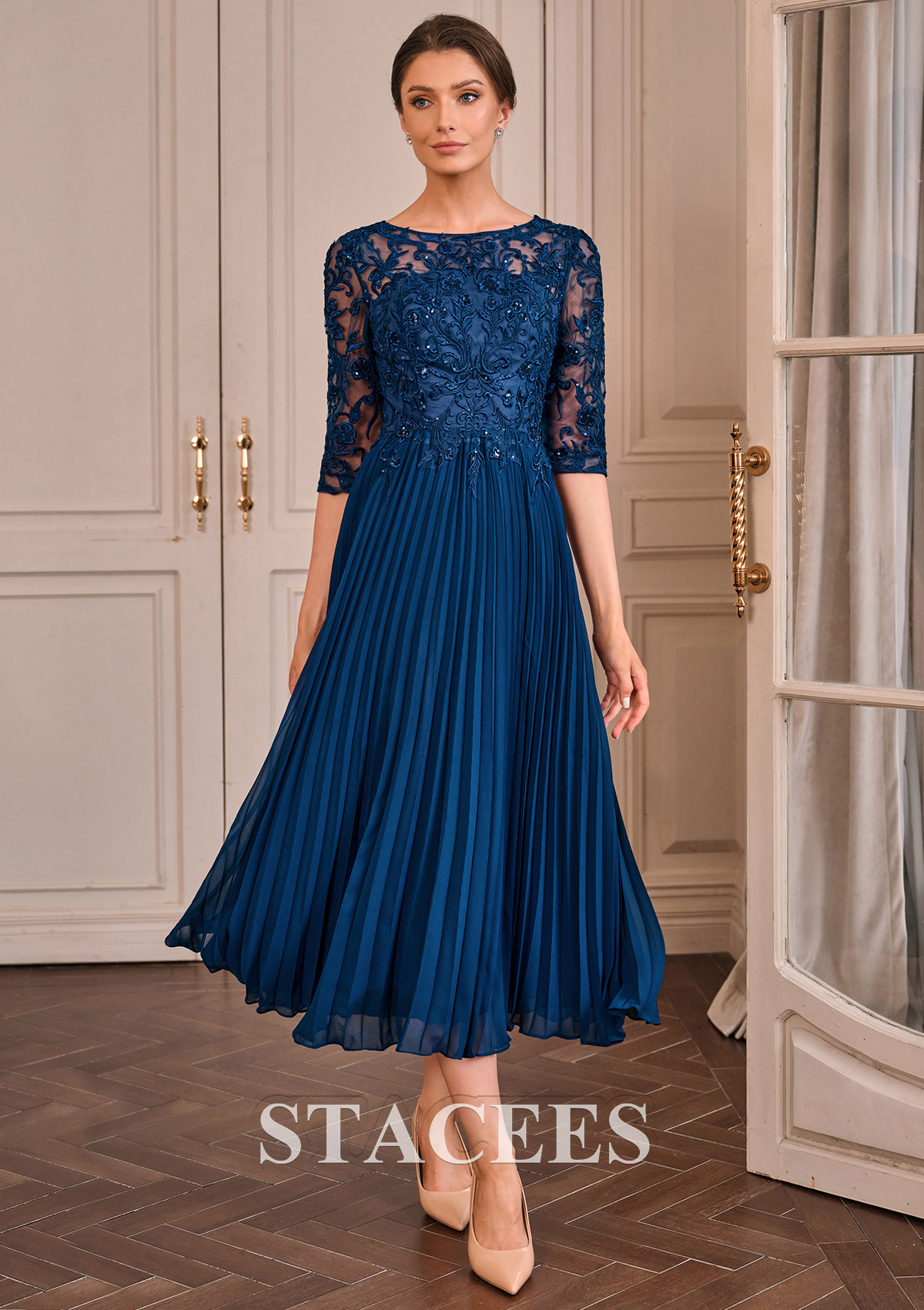 half sleeve mother of the bride dresses long Briella Modest Half Sleeves Satin Mother Of The Bride Dresses