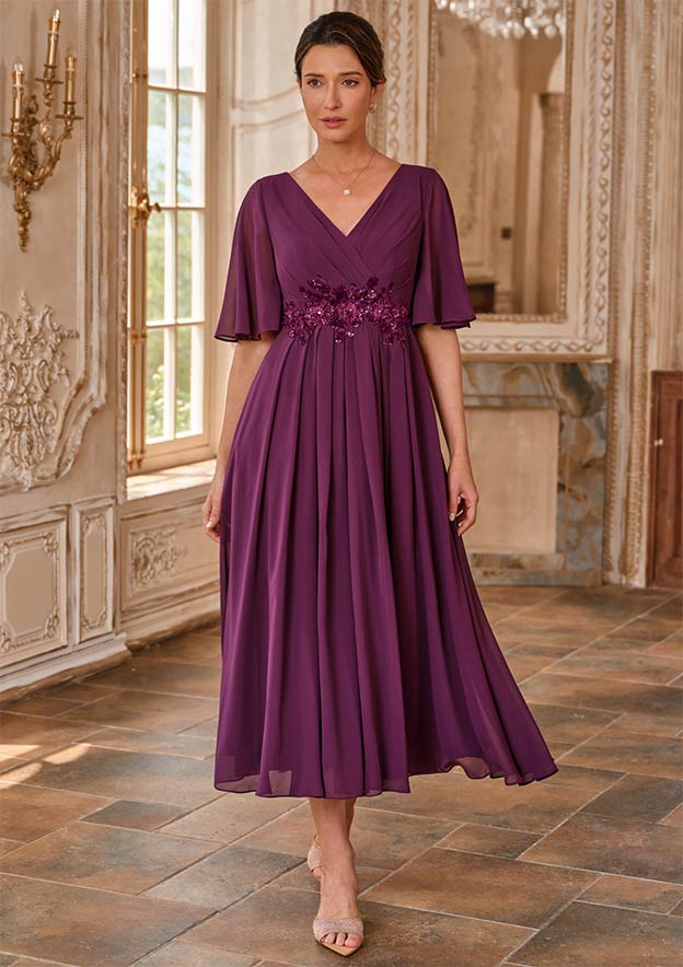 empire waist mother of the bride dress Ever-Pretty Women's Double V-Neck Front Wrap Tulle Bridesmaid Dress Burnt Orange US02 : Clothing, Shoes & Jewelry this dress is sure to make you stand out on your daughters special day. La Femme Lace Bodice Chiffon