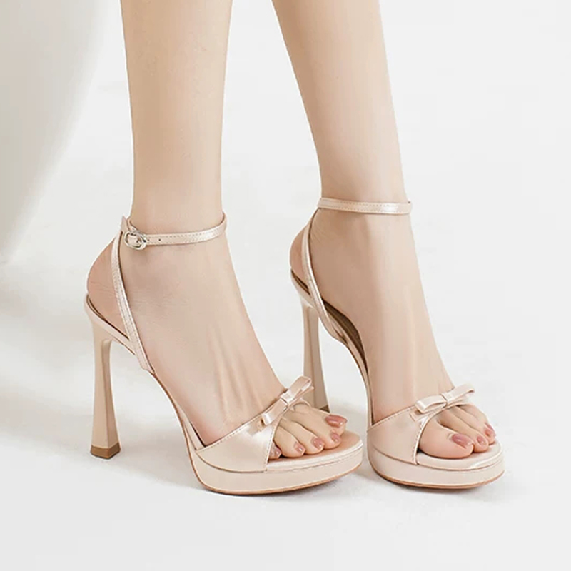 Round Toe Heels Microfiber Leather PU with Bowknot Women's Prom Special Occasion Shoes