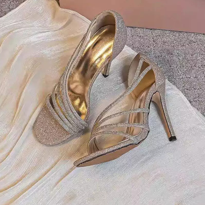 As Picture Round Toe Heels Microfiber Leather Leatherette with Rhinestone Women's Party Special Occasion Shoes - STACEES